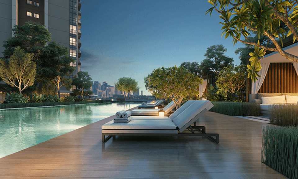 Olympic-length infinity pool with cabanas. Photo from The Velaris Residences
