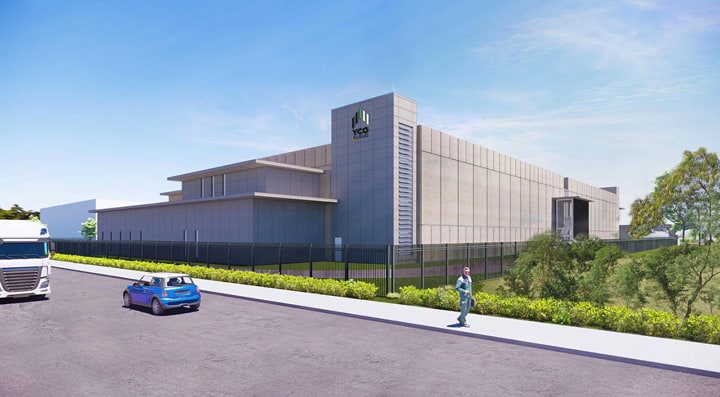 A rendered image of the $500-million state-of-the-art Yco data center facility in Batangas, Philippines.
