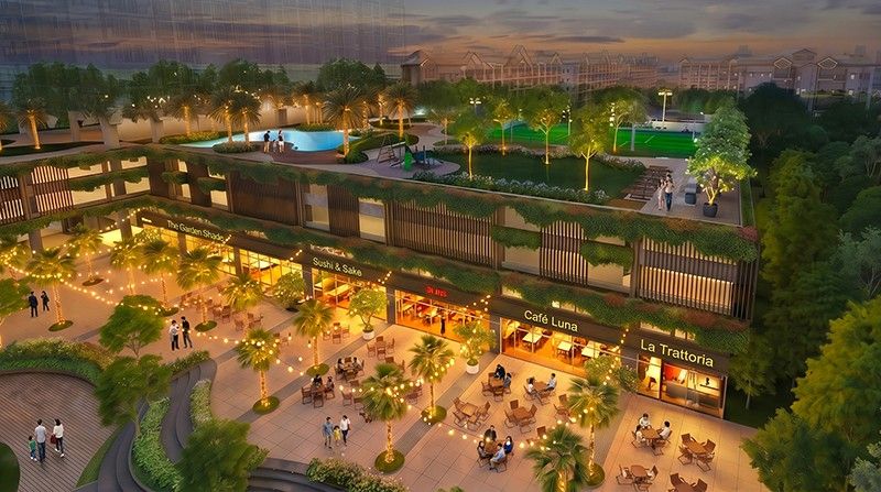 Artist’s illustration of the planned commercial strip at the Town Center at Acacia Estates
